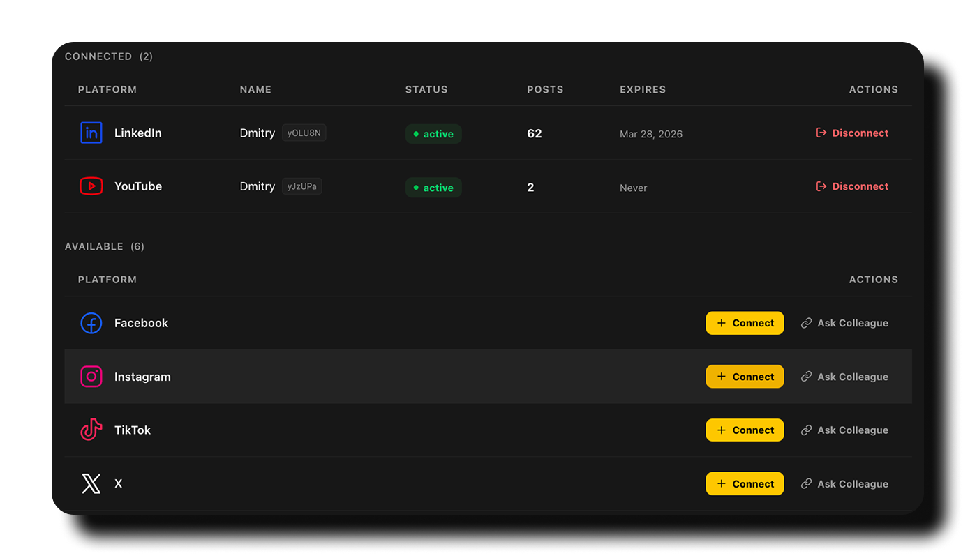 Connect accounts in two clicks