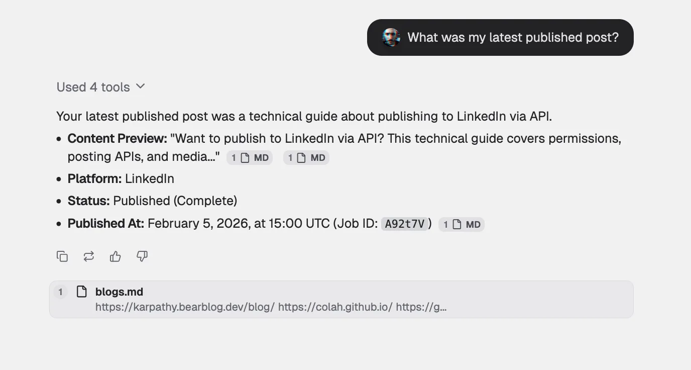 Needle chat interface with Postproxy